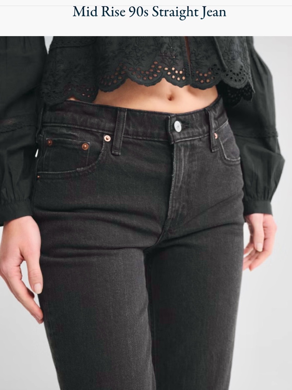 Abercrombie & Fitch Black '90s Straight Mid Rise Jeans